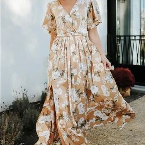 Sicily Satin Maxi Dress by Baltic Born in Taupe Size Small